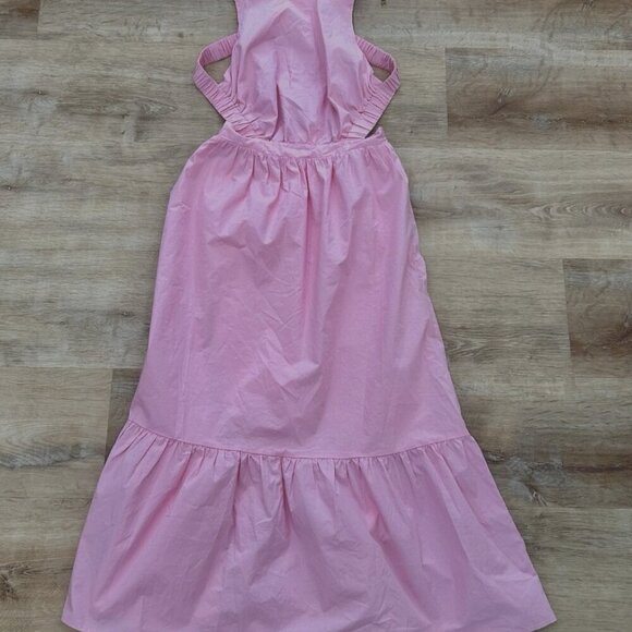 English Factory Women's Small Pink Backless Strap Halter Maxi Chic Summer Dress - Picture 3 of 4